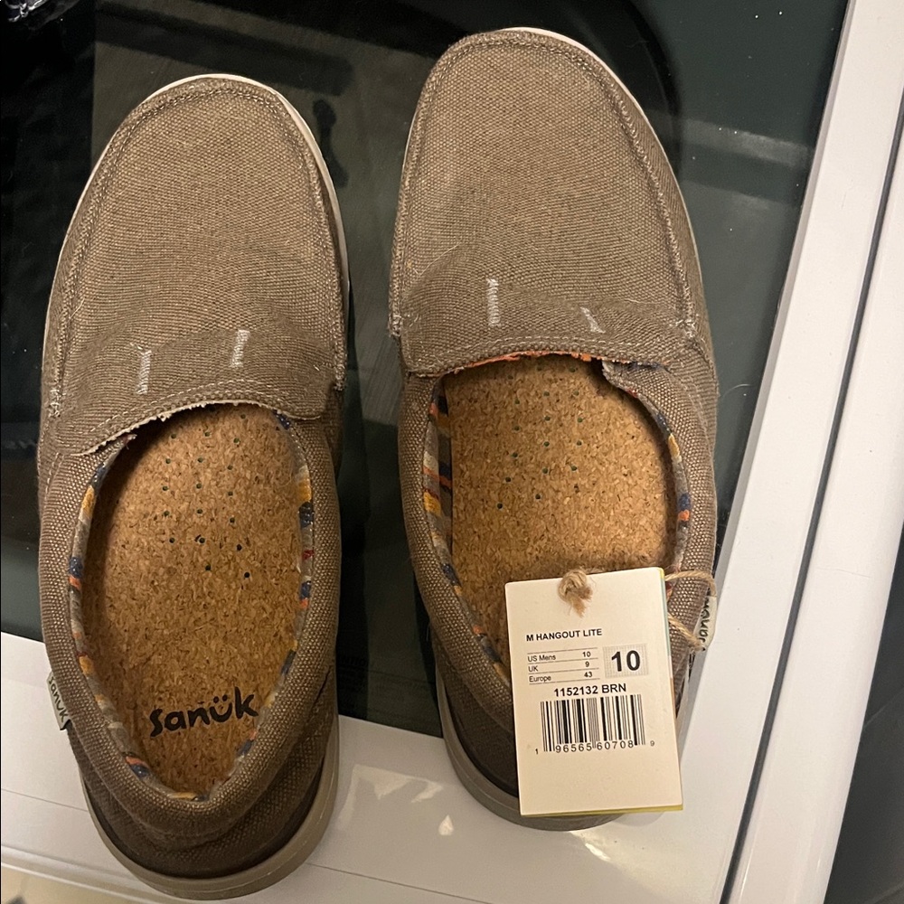 Sanuk Brown Canvas Slip-On Loafers for Men
